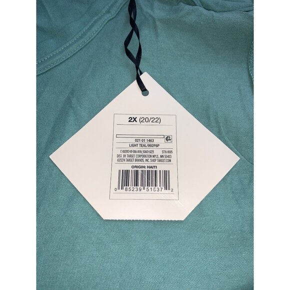 Ava & Viv Womens V-Neck Short Sleeve Light Teal Cotton T-Shirt Plus Size 2X - Picture 8 of 8